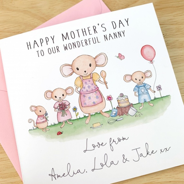 Personalised Mother's Day Card - Mouse Family